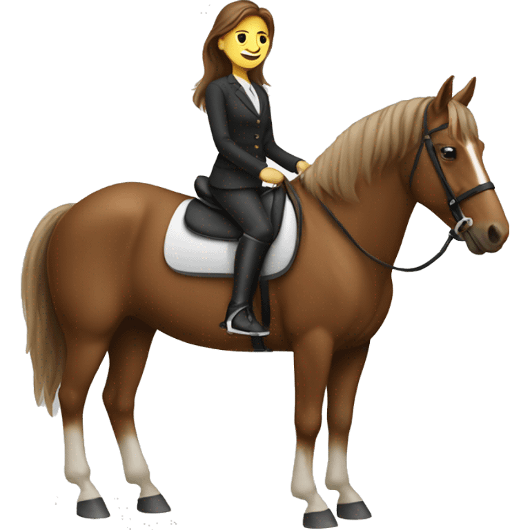 Horse with woman brown hair rider emoji