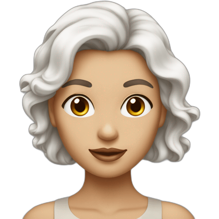 femme de couleur de peau blanche avec de grosse poitrine et des cheveux marron emoji