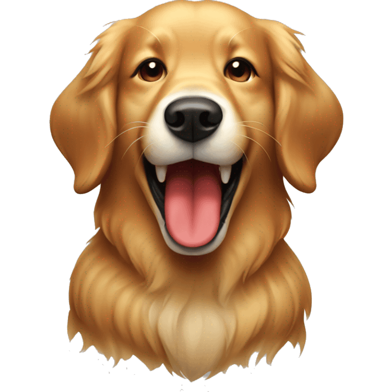 one golden retriever ragging with red head emoji