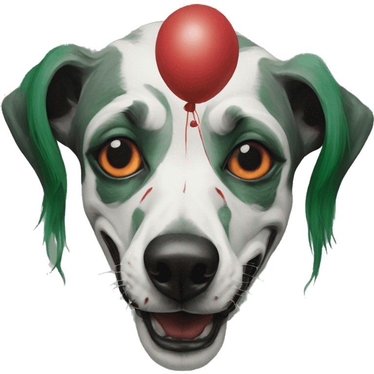 Green gray black red dog joker clown facepaint tattoos lurcher surrealism  emoji