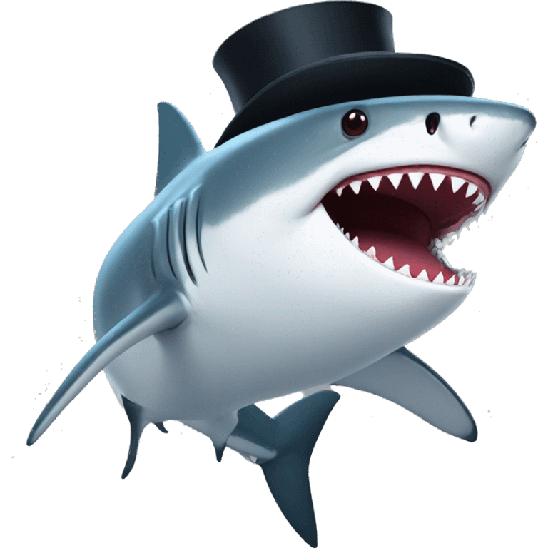 Shark with a top hat emoji