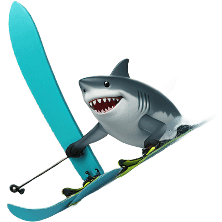 shark skiing on a mountain emoji