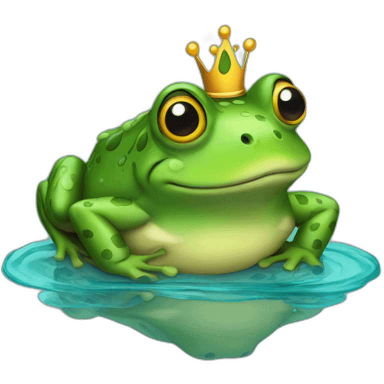 Queen frog in water emoji