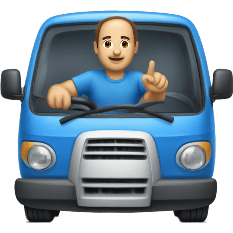 Italian man driving a blue van towing a generator emoji