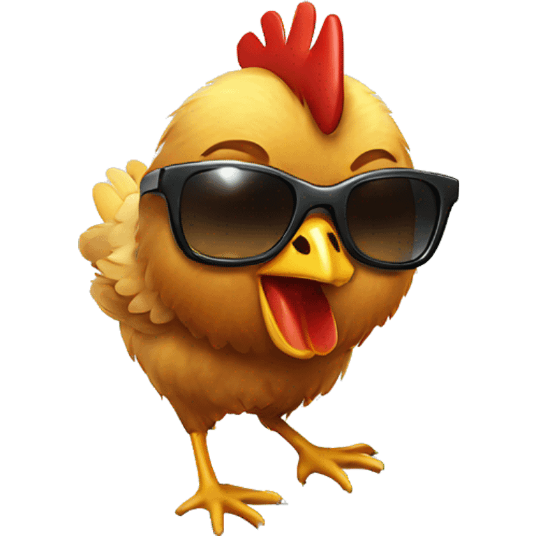 A chicken wearing sunglasses while falling emoji