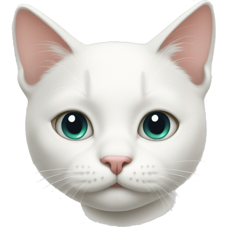 White cat with far emoji