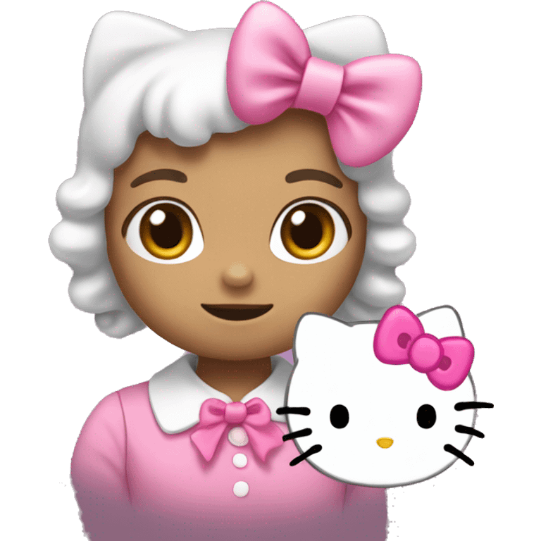 Hello Kitty, wearing a pink bow emoji