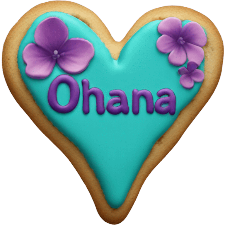 Teal purple Cookie heart with ohana emoji