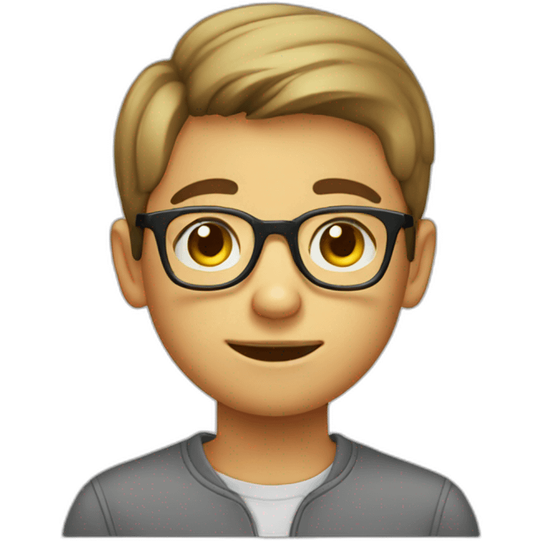 cute boy with glasses, round face emoji