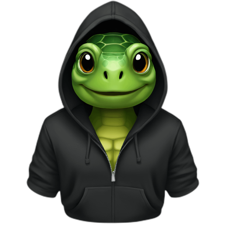 turtle head in black hoodie emoji