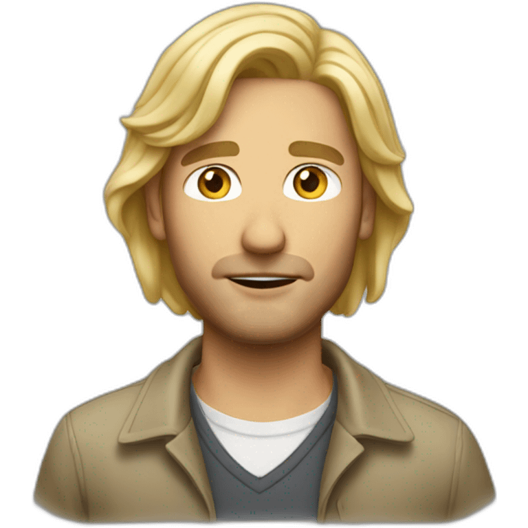 Man middle long sark blond hair emoji