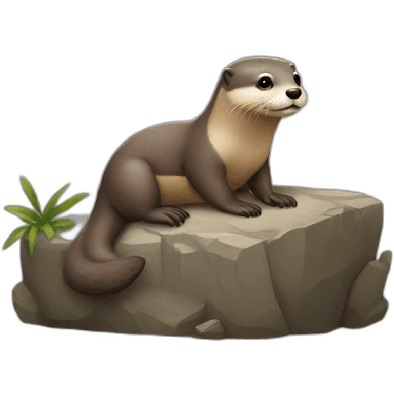 Loutre sur pierre emoji