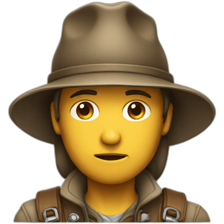 sad explorer with a hat, only head emoji