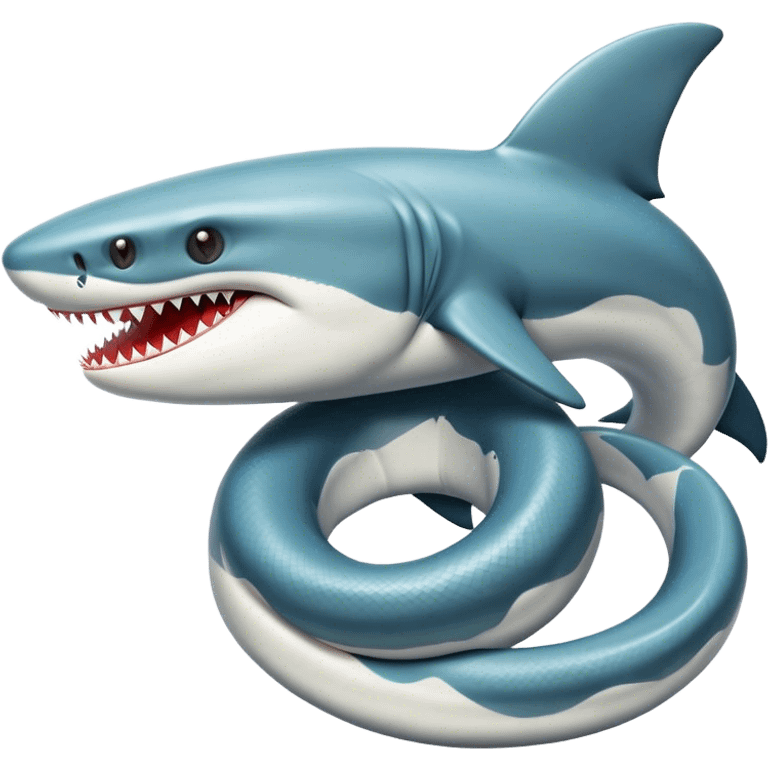 A snake hugging a shark  emoji