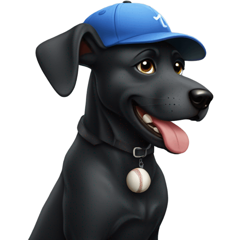 Black dog with baseball cap emoji