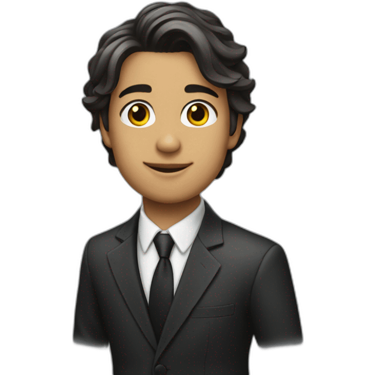 young notary in suit medium-length hair emoji