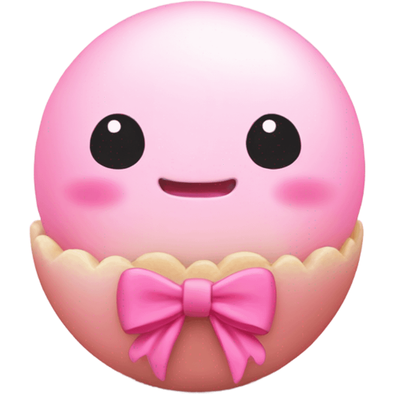 Cute pink moochi with a bow emoji