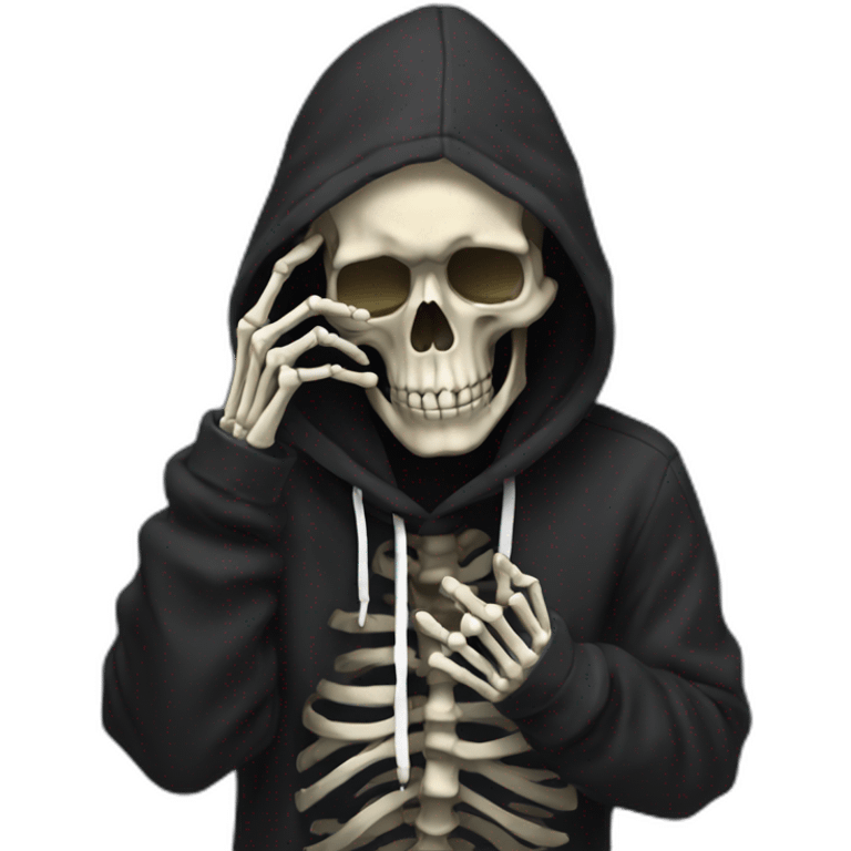 skeleton in black hoodie get facepalm (only face with hand) emoji