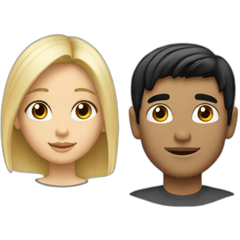 a couple of a blond girl with blackhaired man emoji