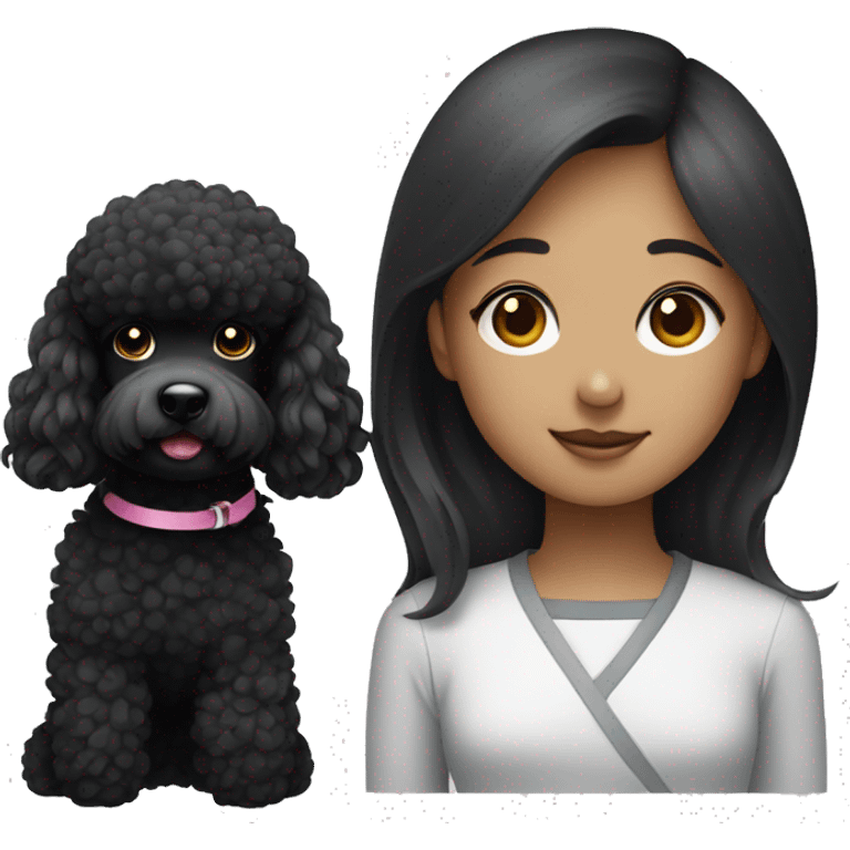 Balck poodle with korean girl emoji