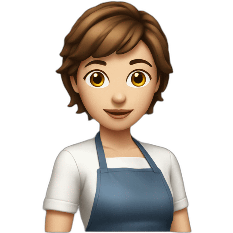 sexy girl with short brown hair cooking emoji