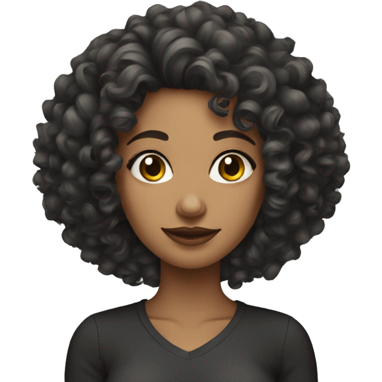 Curly hair woman with tattoos emoji