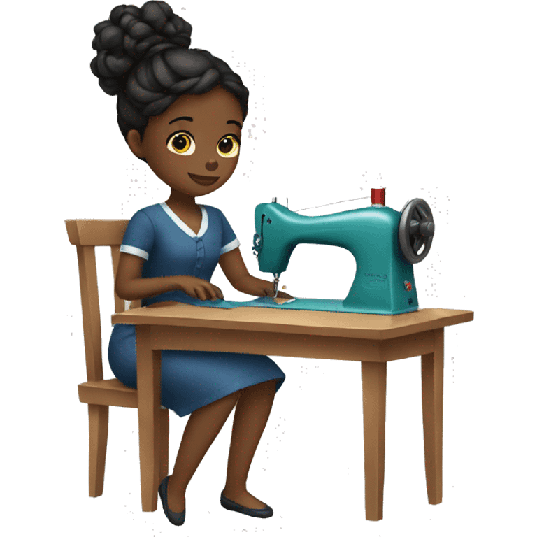 black girl sewing  emoji