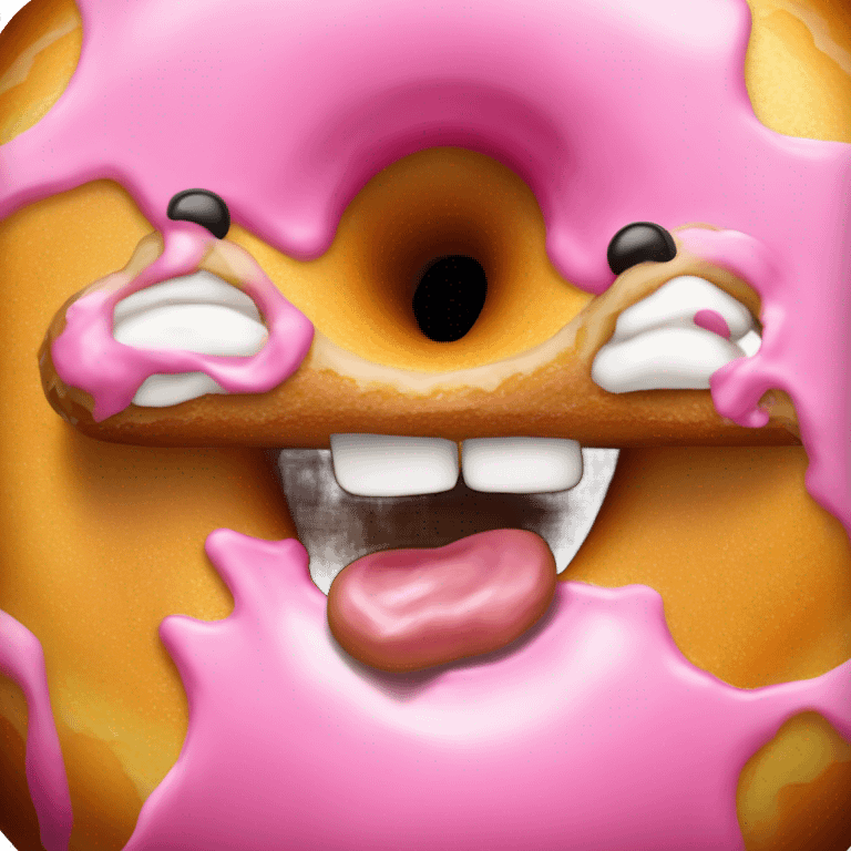 Realistic polish helly-filled donut with bite taken out sitting on white realistic plate emoji