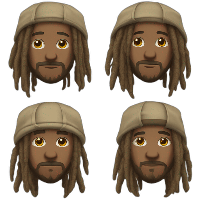 trapper de boné pra tras com dreads com pontas vermelhas e com maxilar marcado emoji