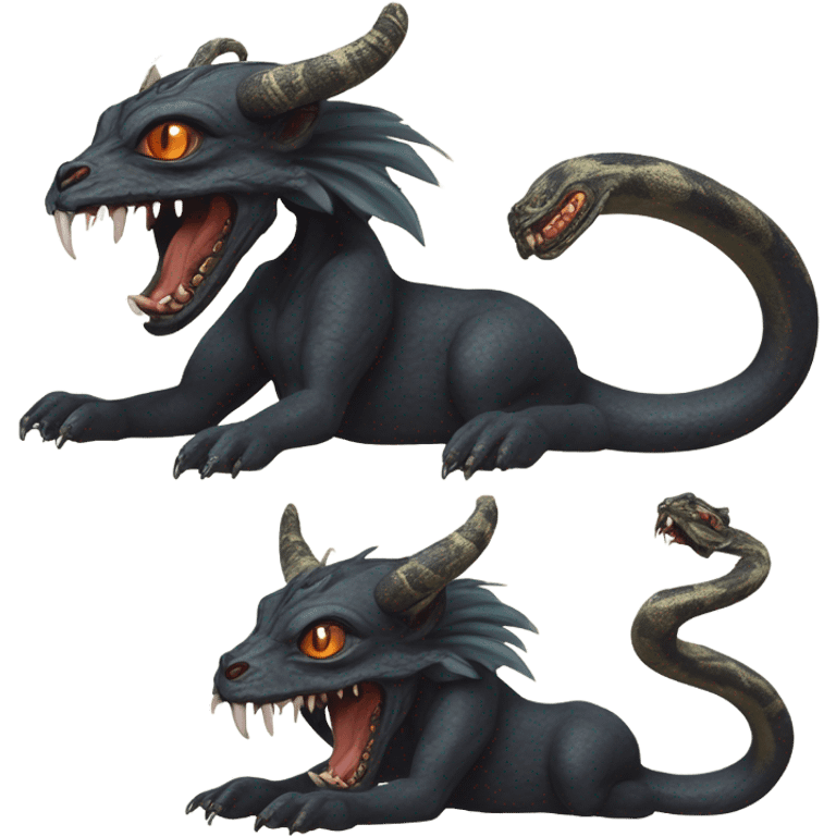 garuda snake demon who resembles a baphomet cat creature with fangs emoji