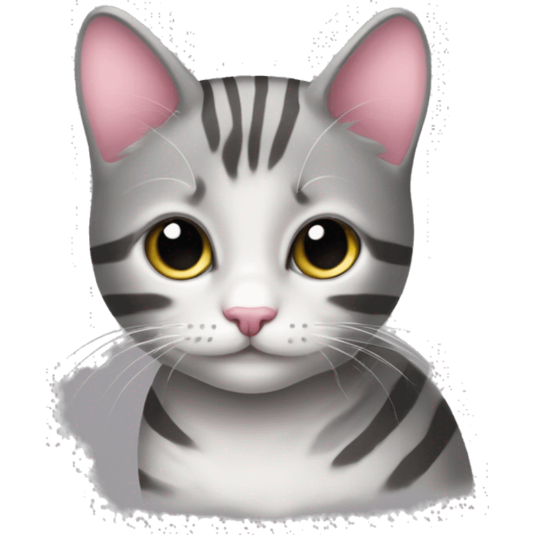 Gatto con le righe grigie e naso rosa a pelo corto e gatto grigio scuro con pelo lungo emoji