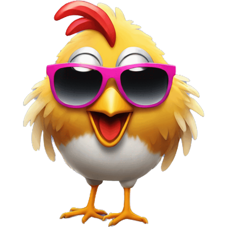 chicken with sunglasses dancing rave lights emoji