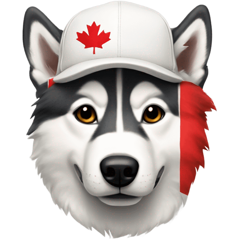 husky wearing canada flag hat emoji