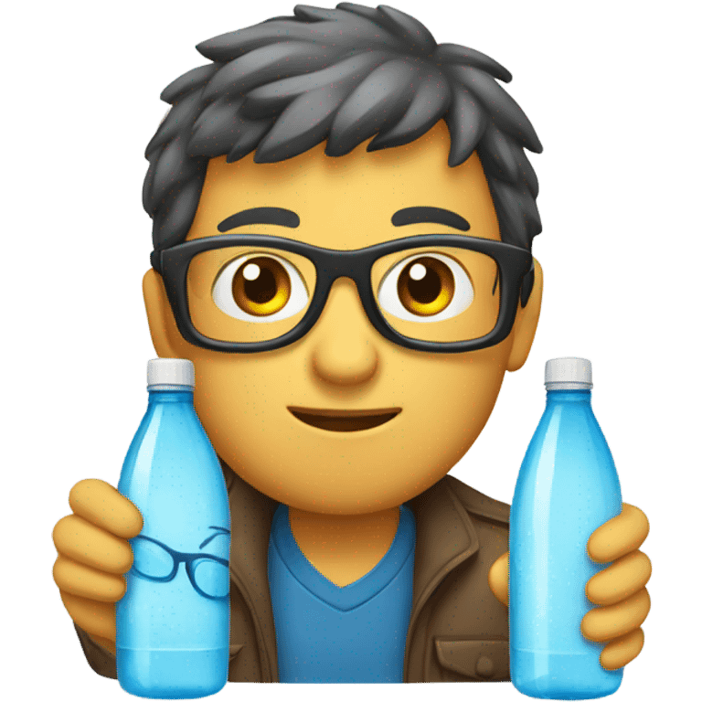 A water bottle with glasses  emoji