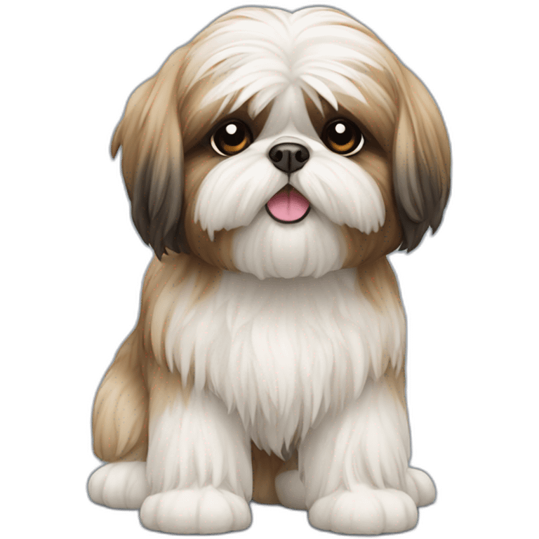 Dog Shih Tzu with long wool full-height stand up emoji