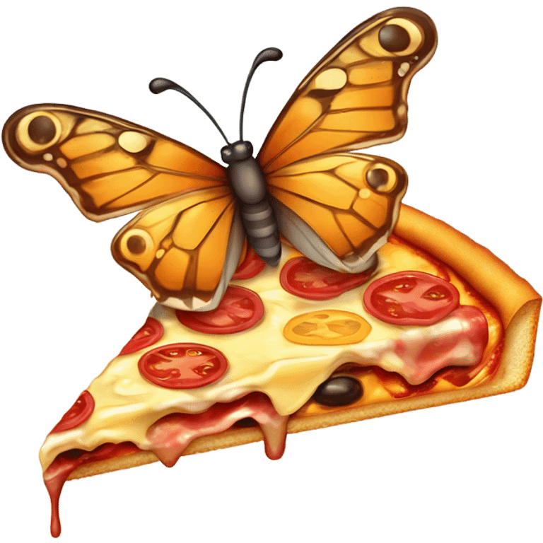 Butterfly eating pizza emoji