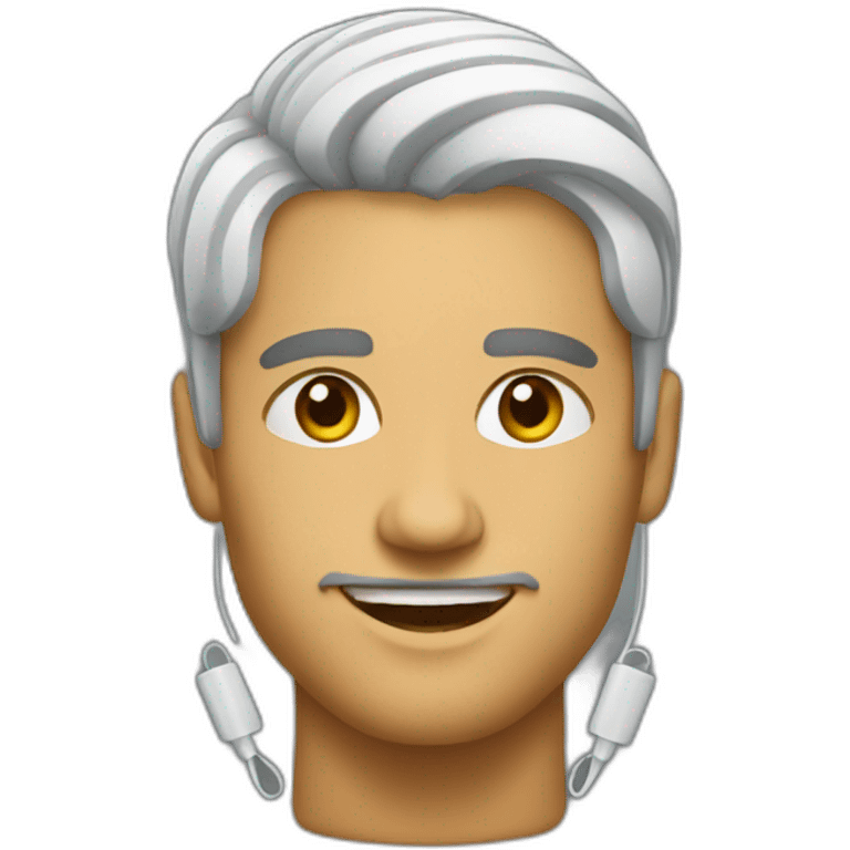 A male brazilian designer with earplugs emoji