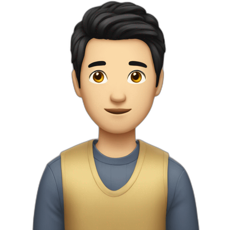 asian male with curtains haircut black hair emoji