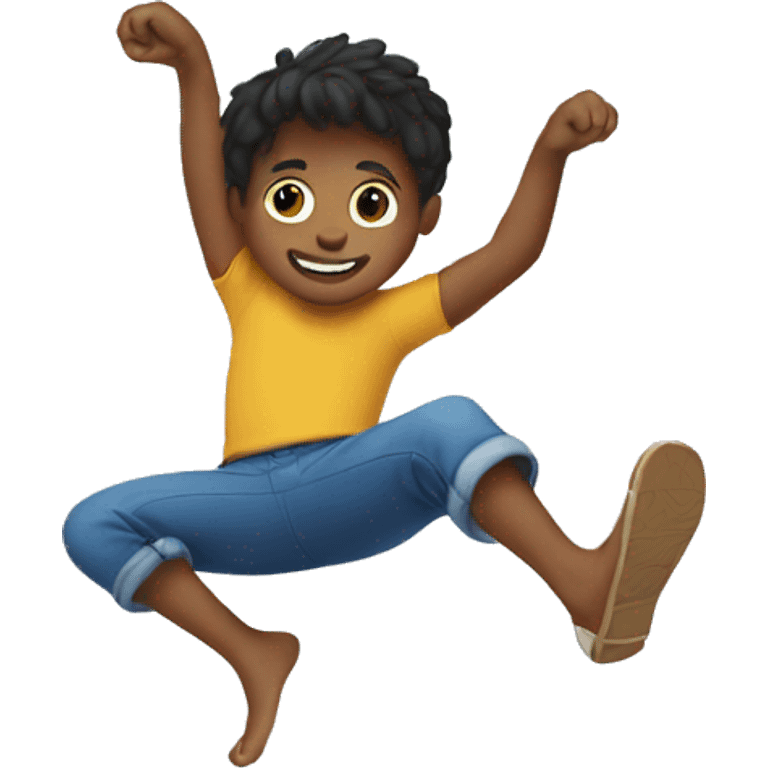 A boy doing flip emoji