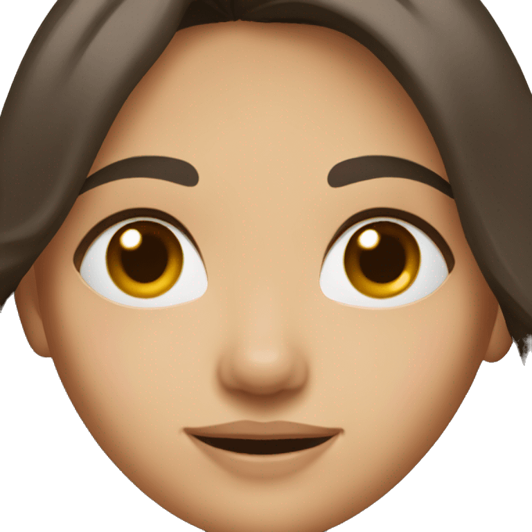 A girl with short dark brown hair and dimples around her mouth  emoji