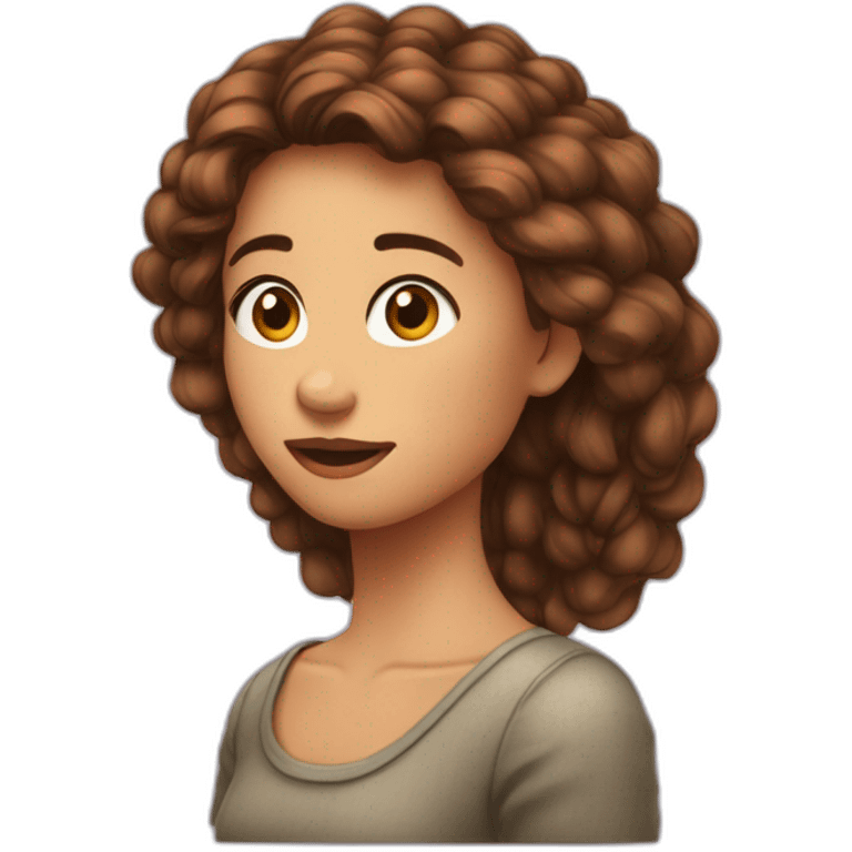 Fille marron aux cheveux frisée détachés emoji