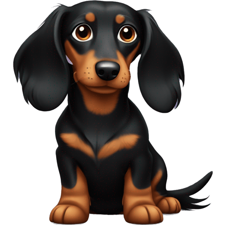 Long haired black and tan dachshund emoji