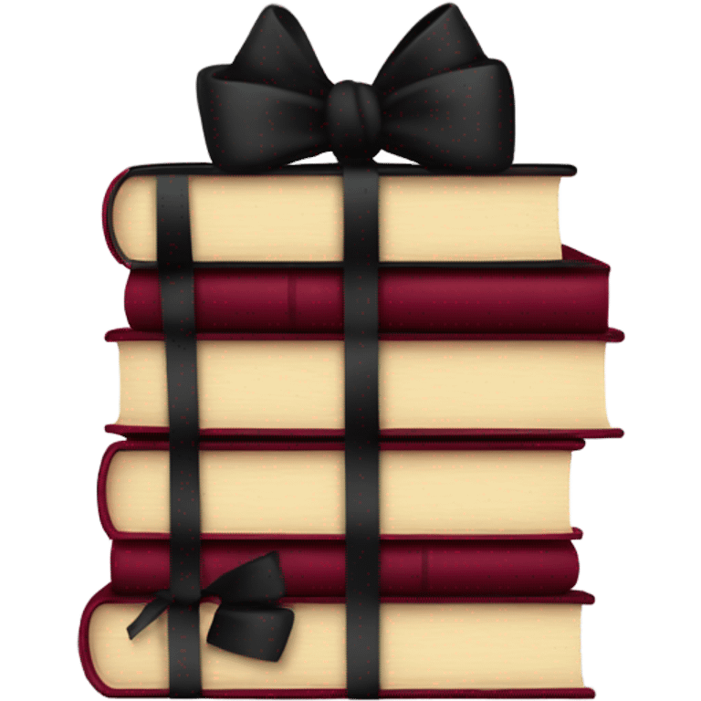 dark red Books stacked up and tied together by a black bow emoji