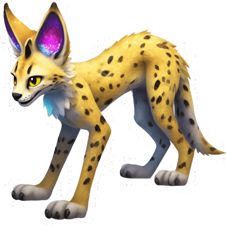 Epic Edgy Colorful Sparkly Sergal-Serval-Vernid full body emoji