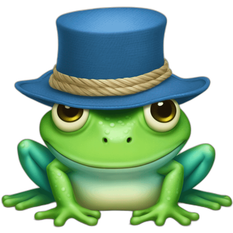 Grenouille bleu avec un chapeau de paille emoji