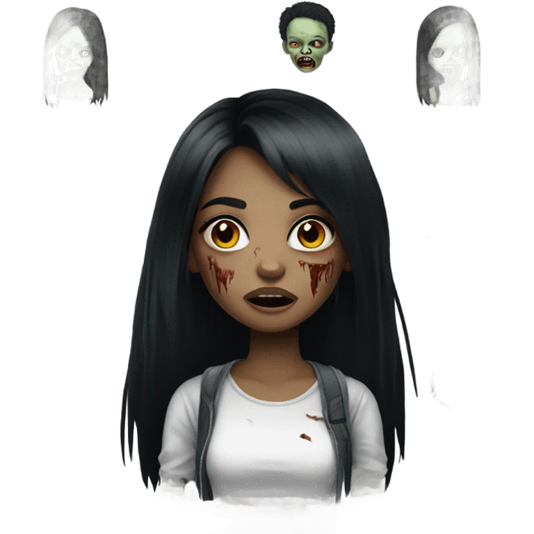 zombie girl black hair e franja emoji