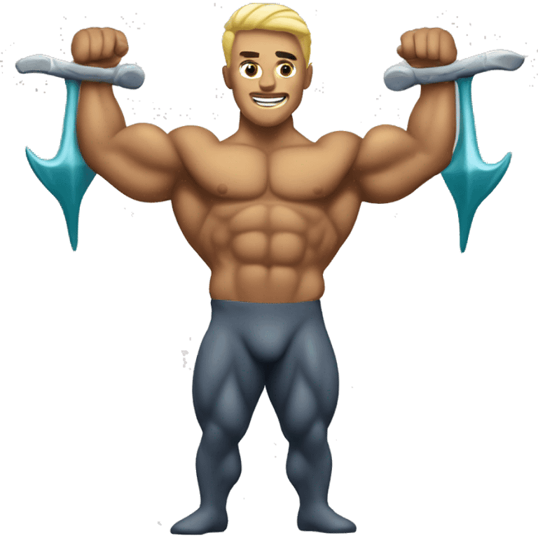 bodybuilder with trident emoji