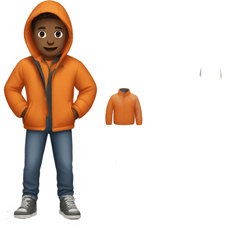 boys in orange jacket outdoors emoji