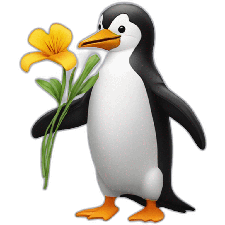 Pingouin qui a une fleur emoji