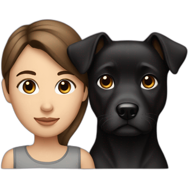 brunette couple and black medium dog emoji